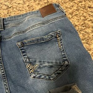 Maurices Light Blue Denim Jeans with Brown Accents